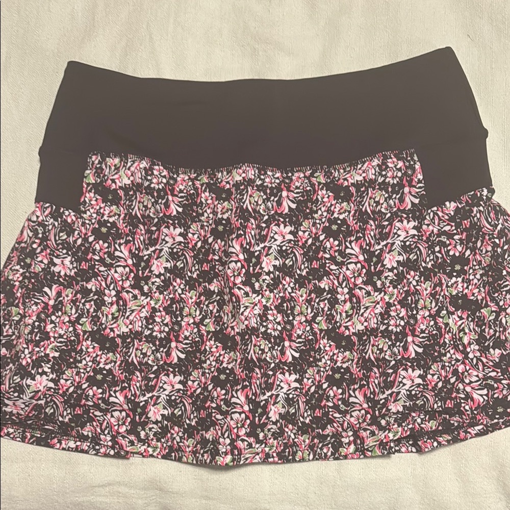 Floral Black and Pink Women's Athletic Skirt